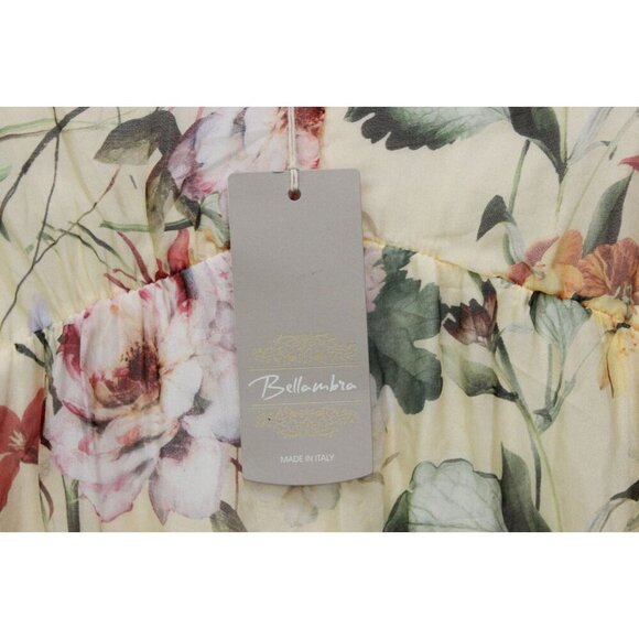 NWT BELLAMBRA Silk Blend Tiered Hem Mini Dress Yellow Floral Size Medium Italy - Picture 9 of 16